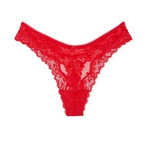 Victoria's Secret Tease High-Leg Scoop Thong Panty velvet bow print